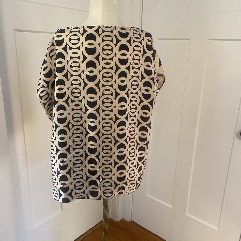 summum Woman Amsterdam Poland Top Blouse Size 38 Medium Tan Black Brown NWOT - Picture 4 of 8